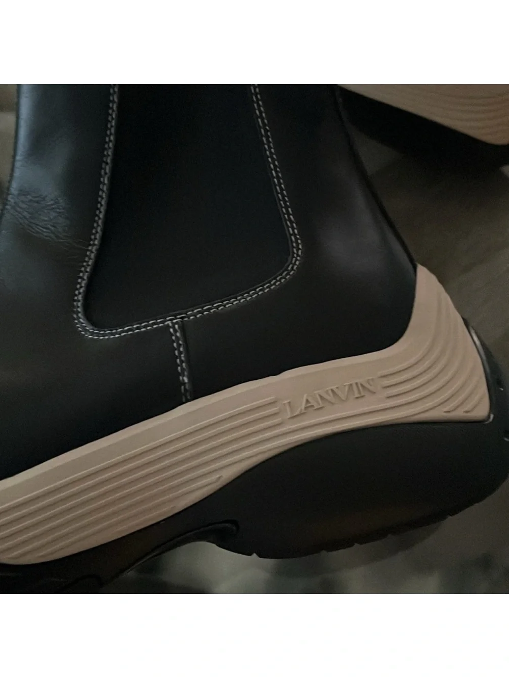 LANVIN Flash-X Bold Pull On Chelsea Boots, Black Size 44 New in Box + DustBag